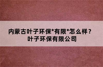 内蒙古叶子环保*有限*怎么样？ 叶子环保有限公司